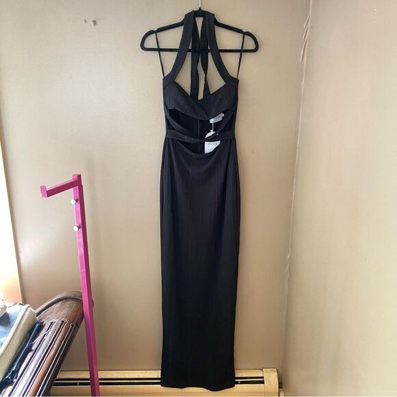 Rumer Sorrento maxi dress Black cut out Halter strappy gown Revolve L - Picture 13 of 14